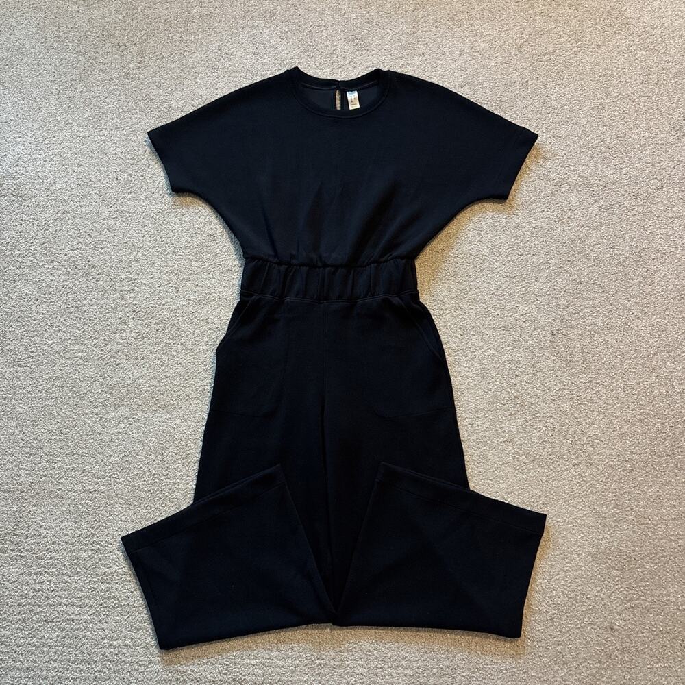 Spanx Air Essentials Crop Wide Leg Jumpsuit Black Size XS Athleisure Stretch